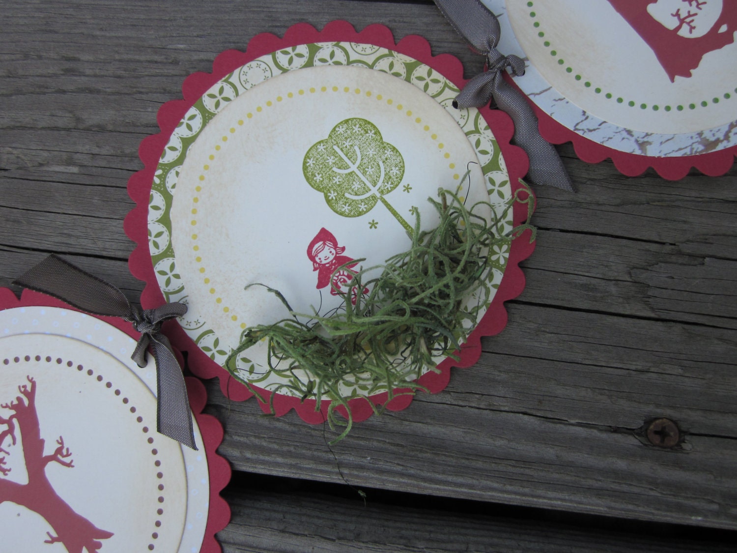 Red Riding Hood: Large Custom Banner. Handstamped, one of a kind. Little Red Riding Hood Banner. Red Riding Birthday. Il_570xn