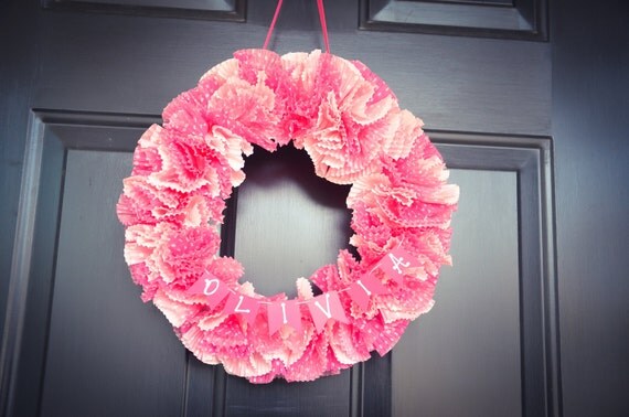Custom Made Cupcake Liner Wreath. Made-to-Order. Custom Wreath. Cupcake Wreath. Birthday Wreath. Holiday Wreath. Il_570xn