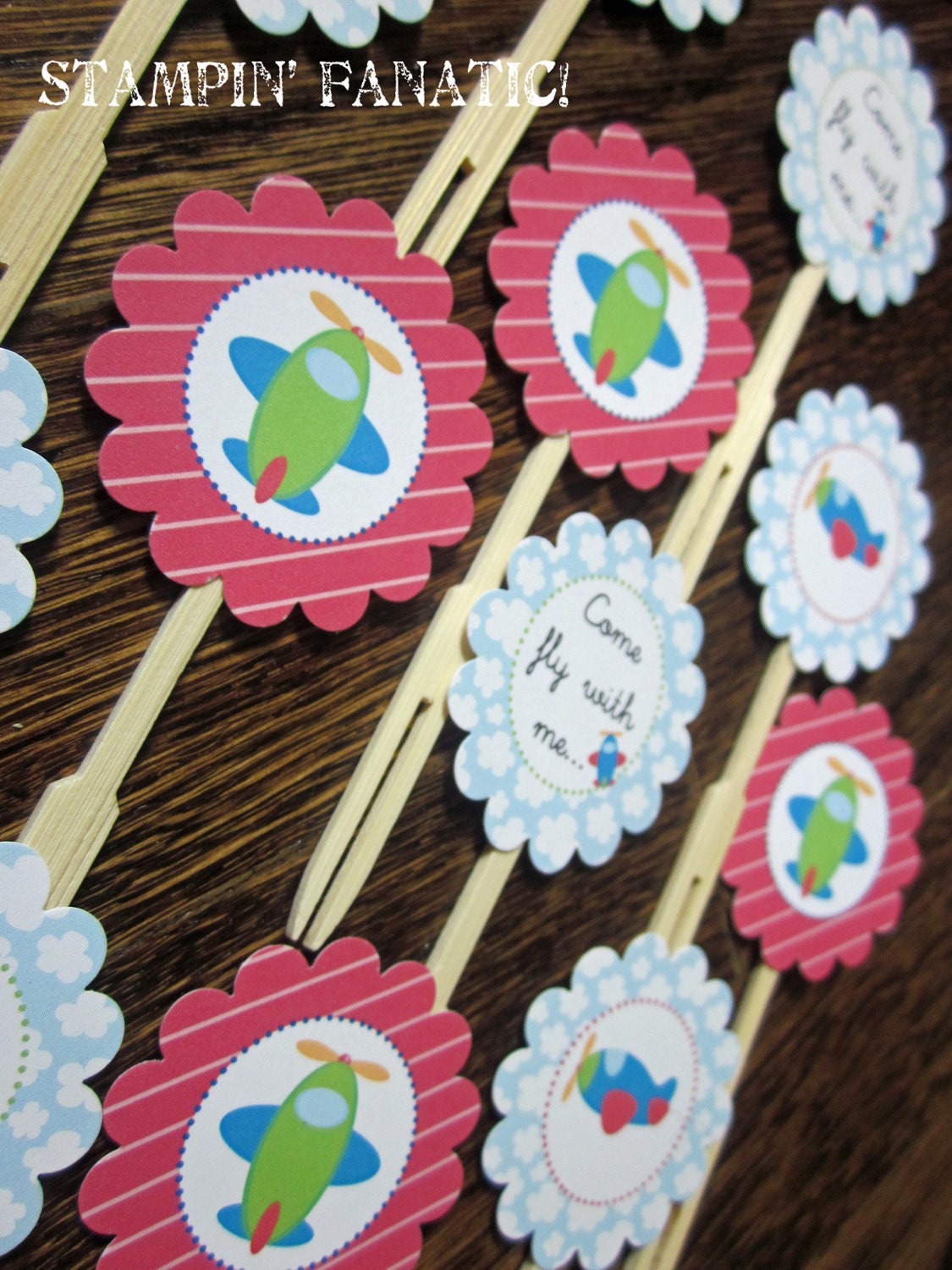 READY TO SHIP: Toy Plane Collection. Set of 12 cupcake toppers. Airplane, Vintage Plane, Toy Planes. Come Fly With Me...