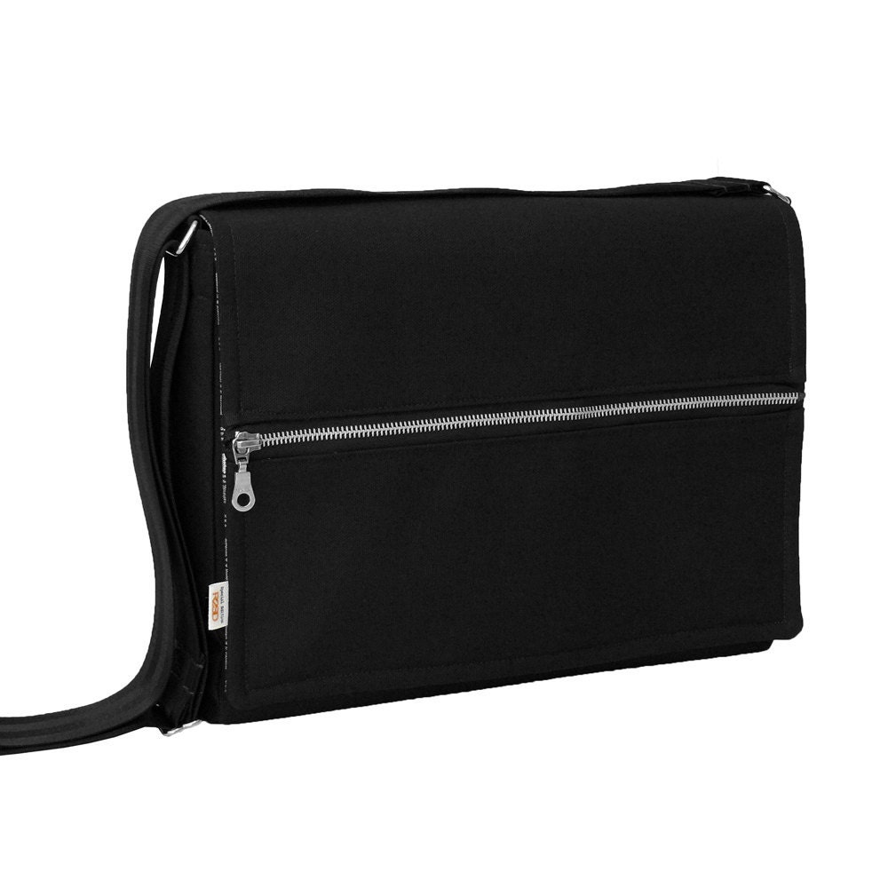 iPad Messenger Bag - Padded iPad Bag - Modern Black iPad Bag