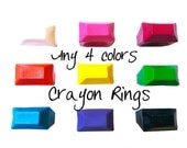 PREMADE Crayon Rings Set of 4 - Choose from Size: Kids, 5, 6, 7, 8 - You Choose Colors