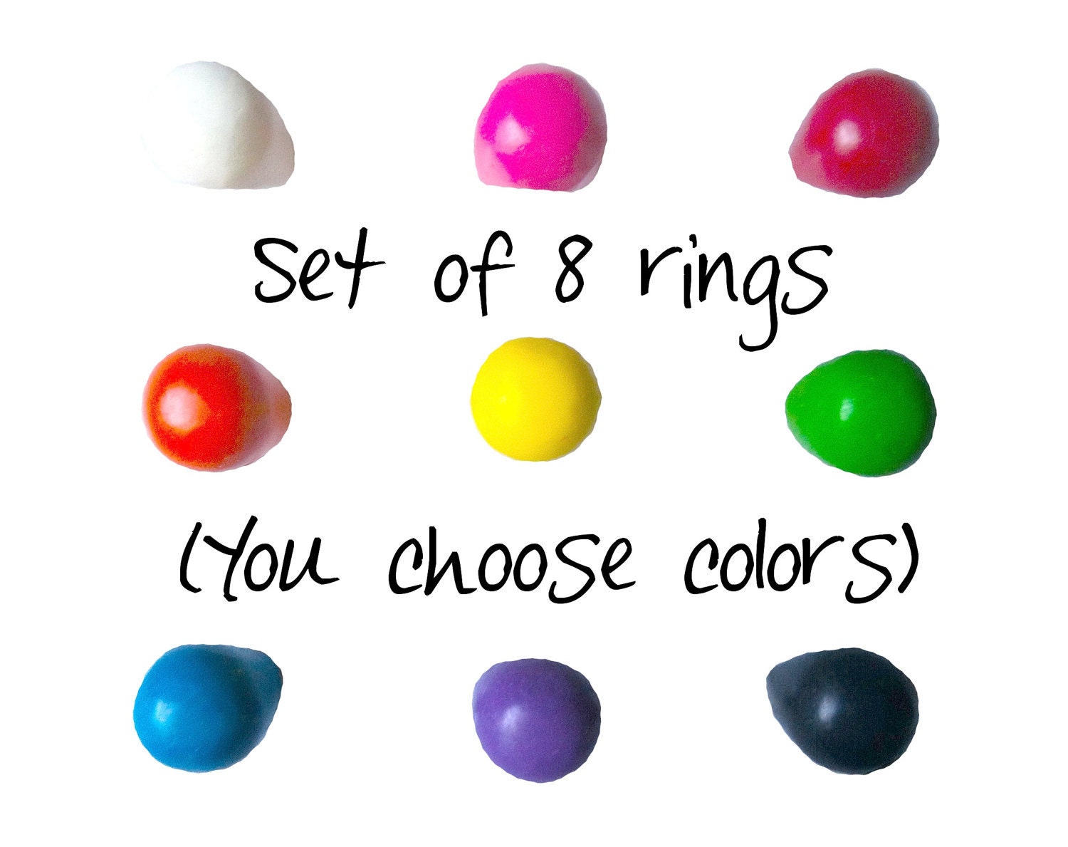 KIDS Gumdrop Ring - Crayon rings set of 8 - Size 4 - Any Colors