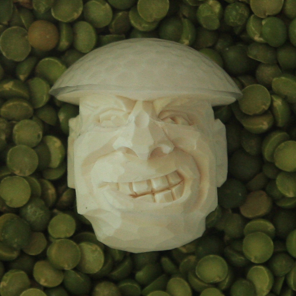 White Hand Carved Caricature Golf Ball