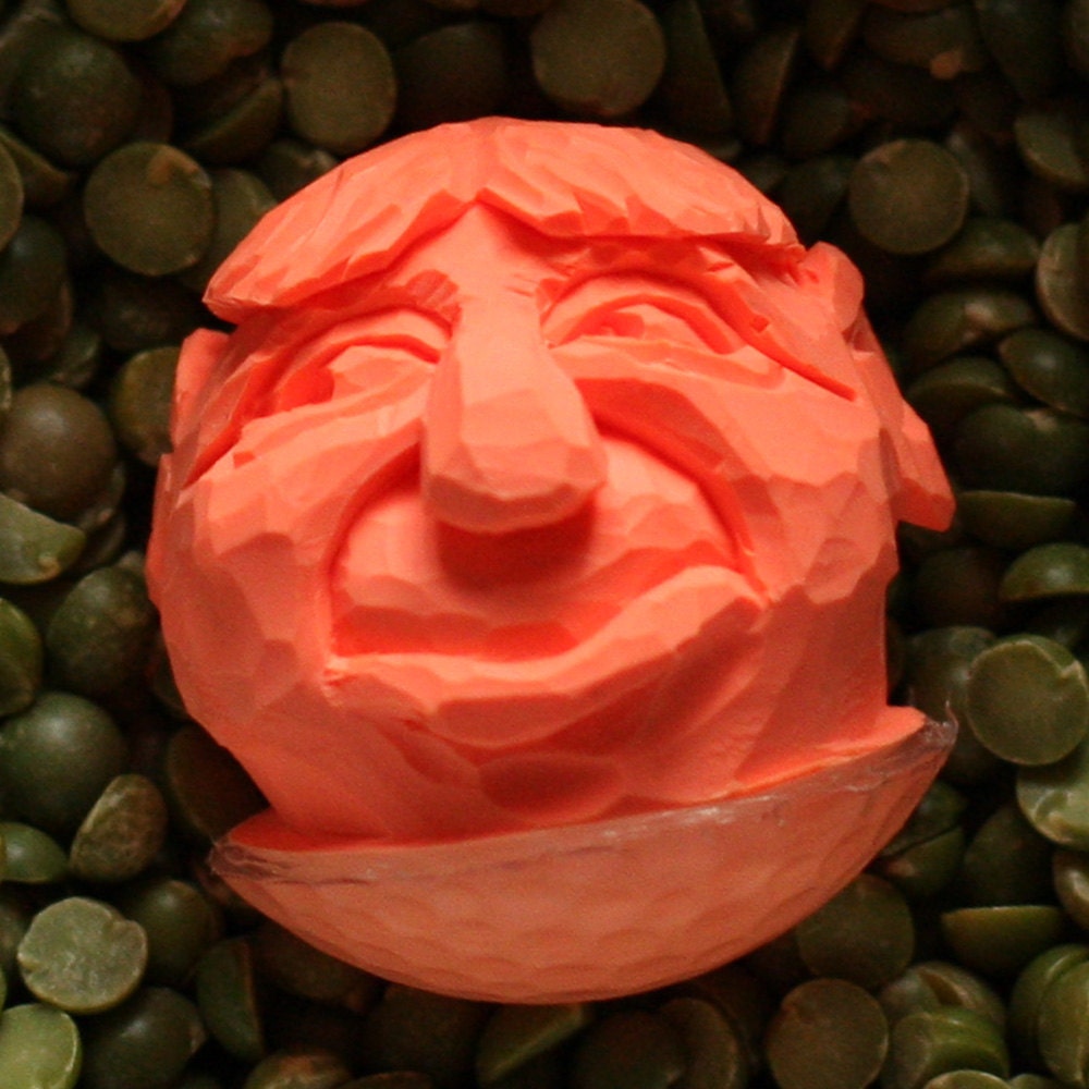 Neon Orange Hand Carved Caricature Golf Ball