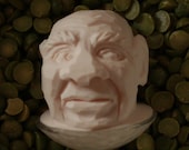 White Hand Carved Bald Caricature Golf Ball Carving