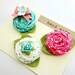 Flower Hair Clips- Spring Rosette Hair Clips with felt leaves