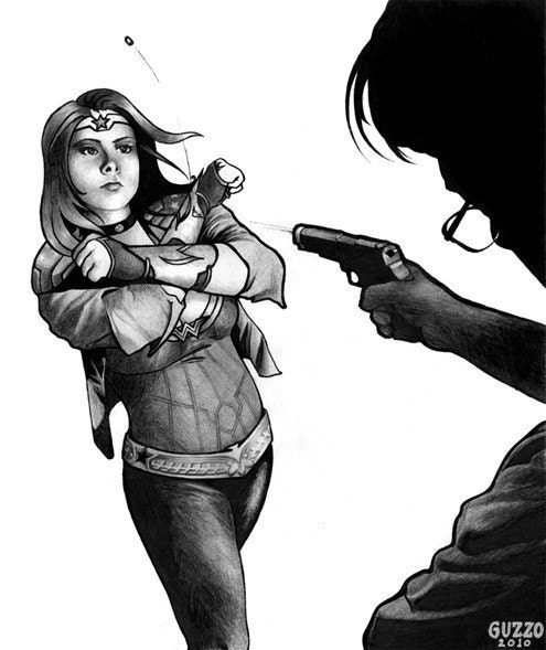 Wonder Woman Deflecting Bullets