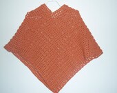 Coral crocheted poncho-adult size