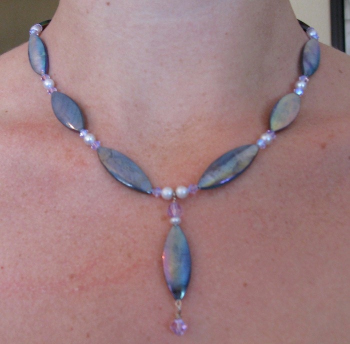 Sterling Silver, Pearl, Shell, and Swarovski Crystal Necklace for Women. OOAK Handmade Sterling Silver Jewelry for Her on Etsy.