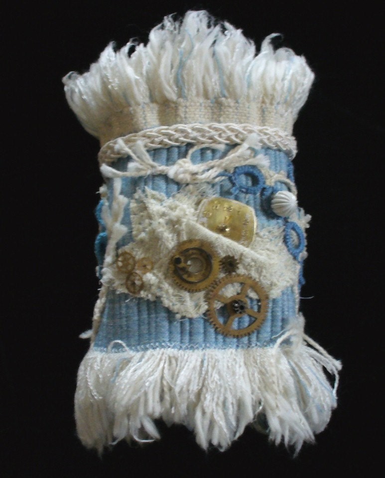 Etsy-Steampunk Cuff -Women's Wrist Cuff - Fabric Cuff - Wrist Cuff - Frayed Cuff - Fringed Cuff - Cuffs