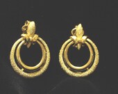 ETSY JEWELRY - Trifari Clip Earrings - Vintage  Clip Earrings - Fleur de Lis - Dangle Earrings -