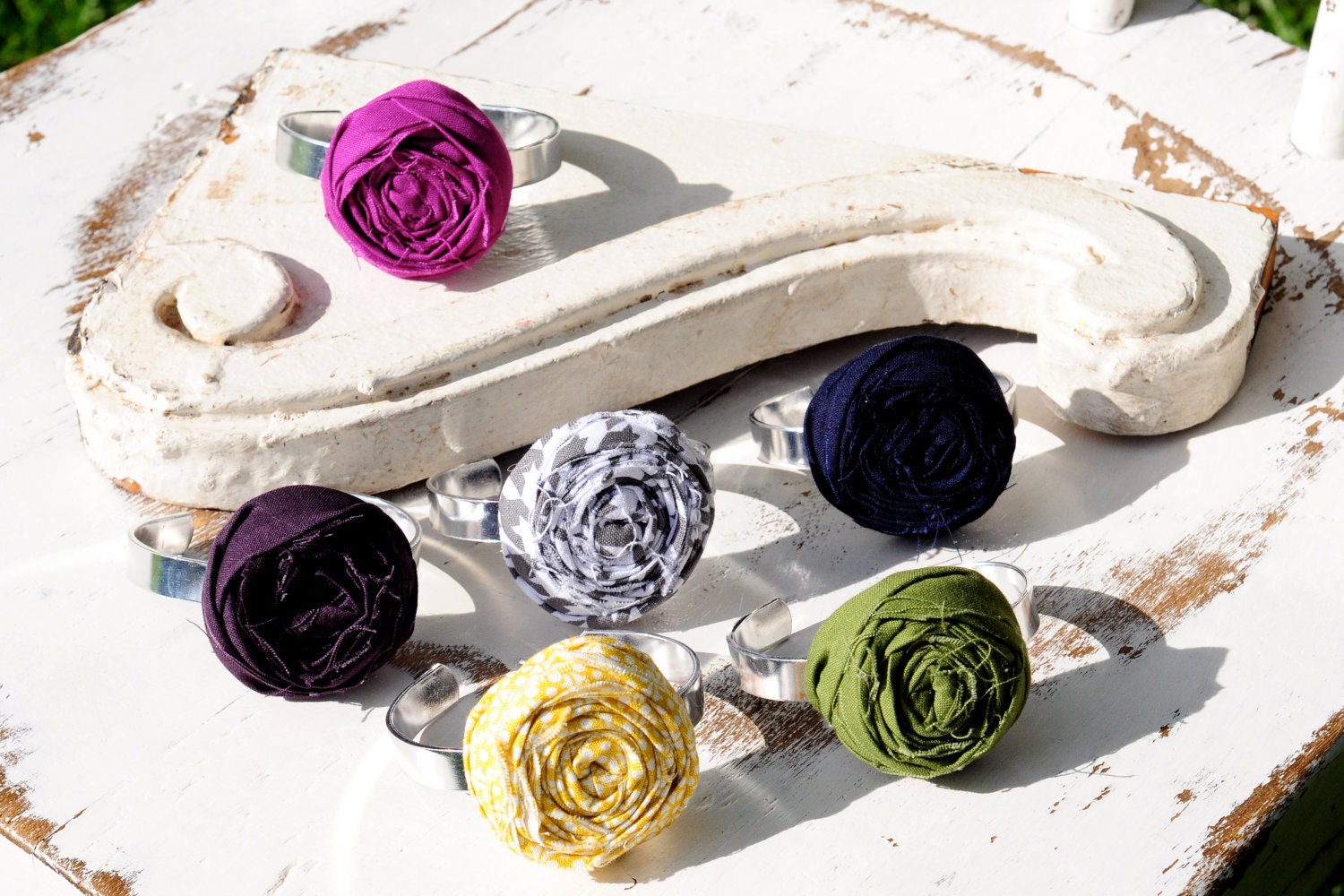 Custom Fabric Rosette Cuff Bracelet