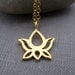 Gold Lotus Necklace, Petite gold lotus charm necklace, zen style jewelry, yoga jewelry