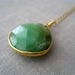 Chrysoprase bezel pendant necklace-gold bezel gemstone pendant, Moss green turquoise color,  18''long, limited edition