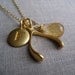 Custom initial Wishbone necklace, personalized necklace, good luck charm, gold lucky necklace