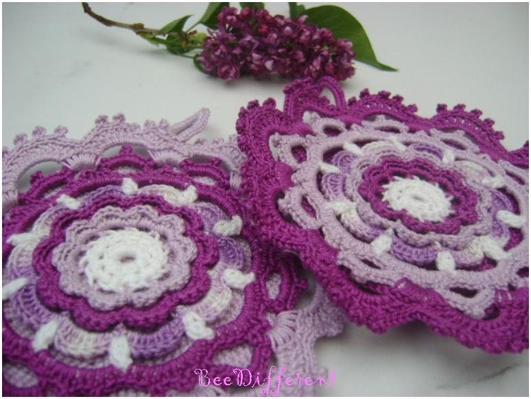 Set of 2 Crocheted Pot Holders Purple/Violet- Home Decor