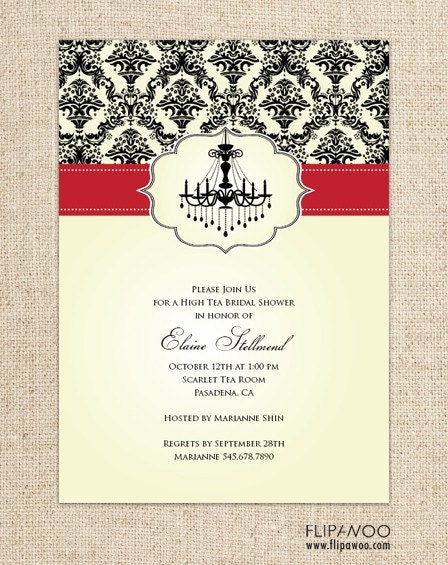 Chandelier and Damask Invitation Design by FLIPAWOO - Customized Printable File