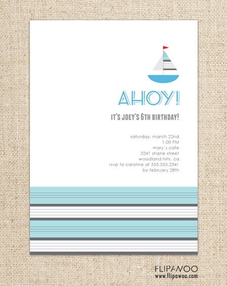 Sailboat Invitation by FLIPAWOO - Customized Printable File
