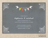 Pennant Banner with Love Birds Invitation Design by FLIPAWOO  - Customized Printable File