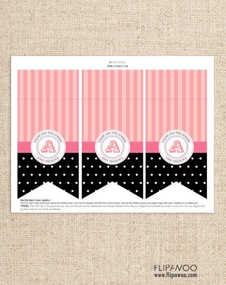 Paris Favor Bag Labels or Toppers by FLIPAWOO - Passport to Paris Collection - Customized Printable File