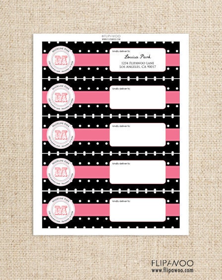Paris Wrap Around Address Labels by FLIPAWOO - Passport to Paris Collection - Customized Printable File