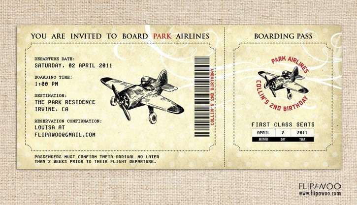 Vintage Airplane Party Premium Set by FLIPAWOO - Customized Printable Files