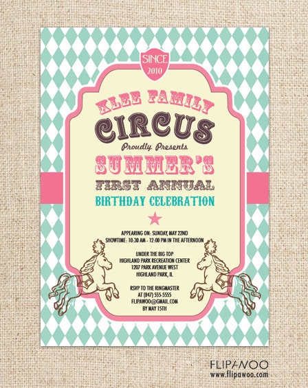 Vintage Circus or Carnival Invitation by FLIPAWOO - Customized Printable File