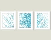 Modern Tree Branches Digital Print Set - Blue Turquoise - Rustic Woodland Home Decor - Wall Art Home Decor - Spring Summer
