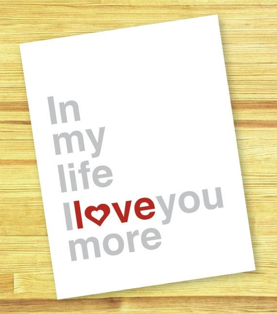 In My Life I love You More Wall Art Print The Beatles Pink Grey Heart Nursery Decor Baby