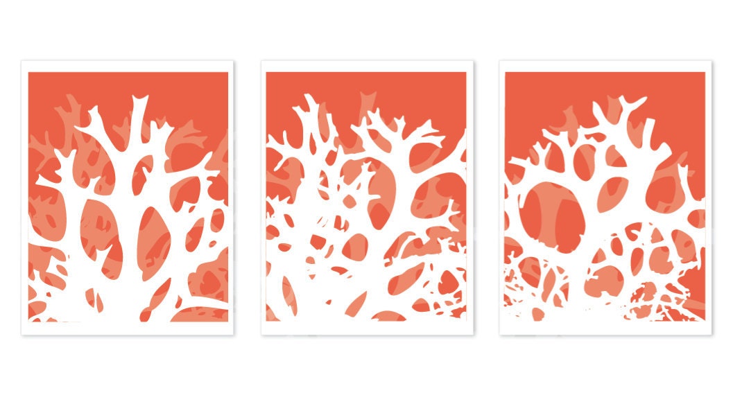 Coral Wall Digital Print Set Abstract Modern Home Decor Mint Sea Life