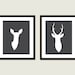 Deer Antlers Modern Digital Print Set - Wall Art - Rustic Woodland Home Decor - Charcoal Dark Grey - Stag and Doe Couple - Wedding Gift