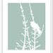 Birds and Branches Digital Print Set - Green Seafoam Pastel - Rustic Modern Woodland Home Decor