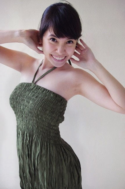 Halter Neck/Strapless Dress, Long Top in Dark Green, All in One and One Size Fits All
