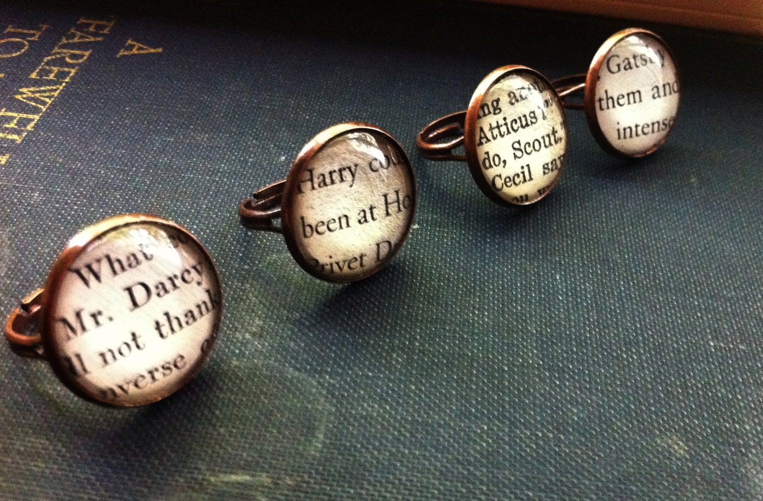 Vintage Book Ring-large face