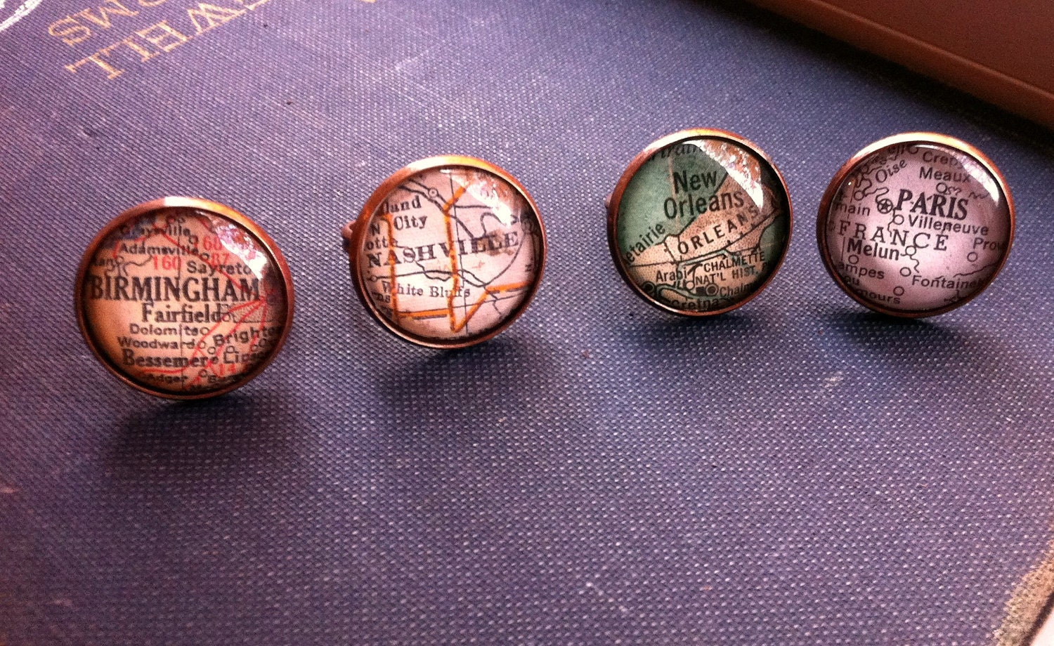 Vintage Map Ring-large face