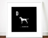 Dalmatian print poster art illustration silhouette typography alphabet