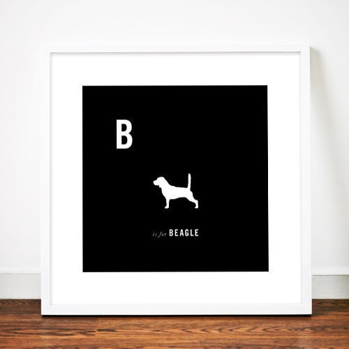 Beagle print poster art illustration silhouette typography alphabet