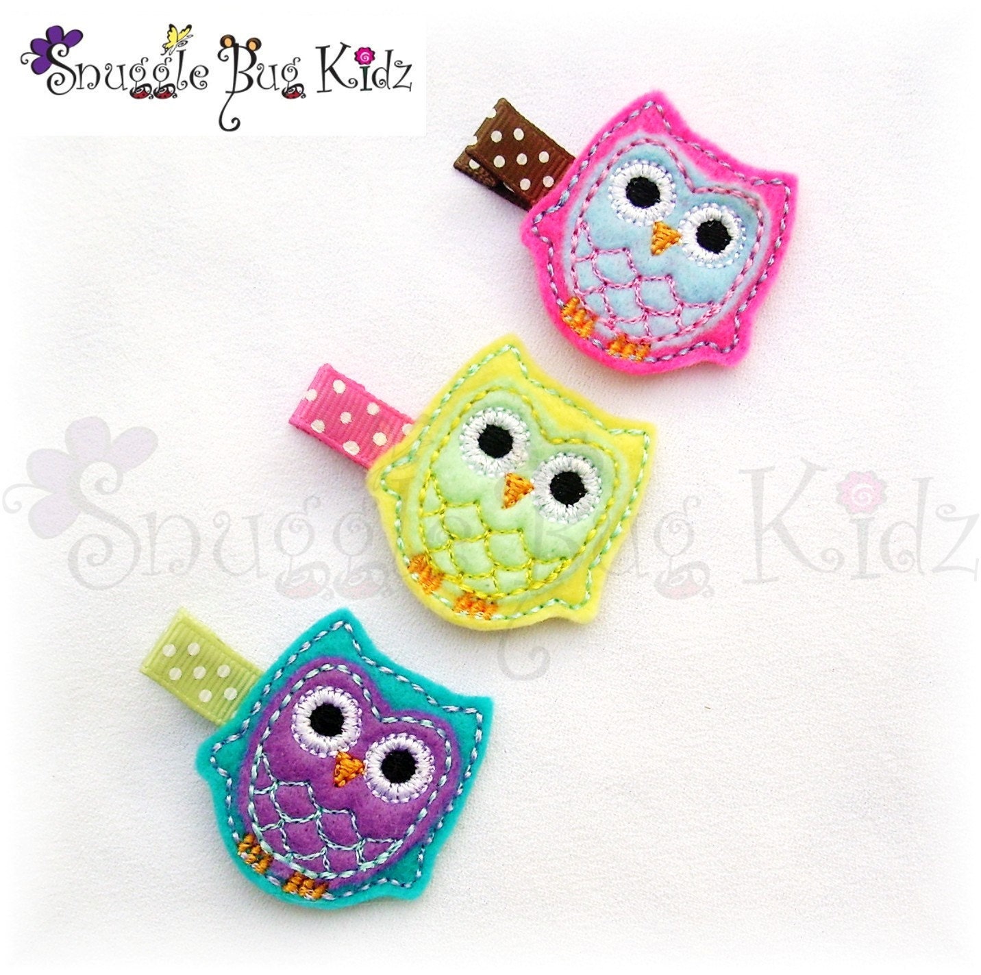 Spring Owl Hair Clips...Non slip clips