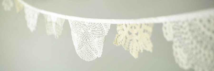 Doily Bunting - Set of Two - Wedding Decoration - Ready to Ship