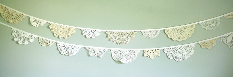Doily Bunting - Set of Two - Wedding Decoration - Ready to Ship