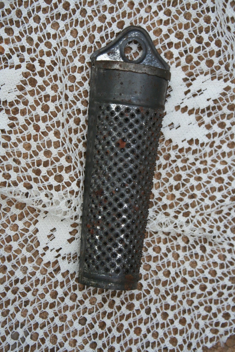 Metal Tin Old Nutmeg Spice Grater or Zester Made in West Germany Rustic Farmhouse Kitchen Utensil Primitive