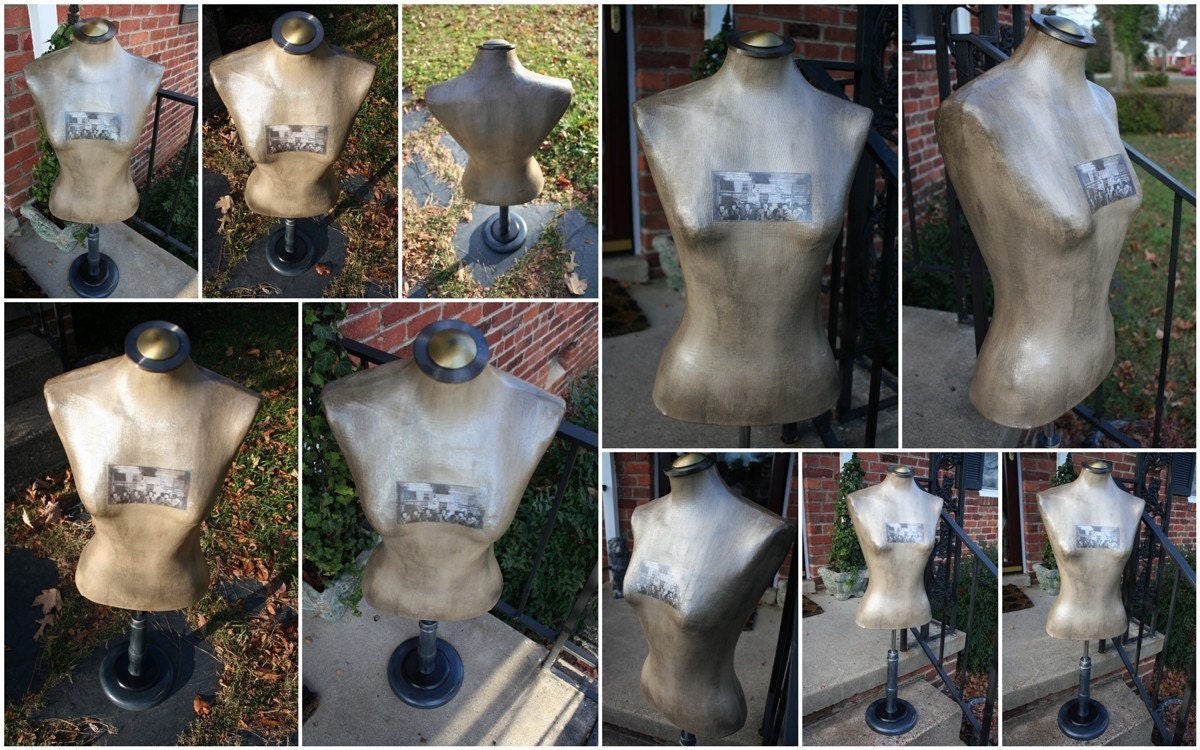 The Diner Girls - Retro Vintage Style Artful Decor Table Top Size Dress Form Metallic Finish Mannequin
