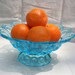 Turquoise Blue Glass Vintage Pedestal Thumbprint Bowl Serving Dish Display Piece Moon and Stars Pattern Fruit Bowl