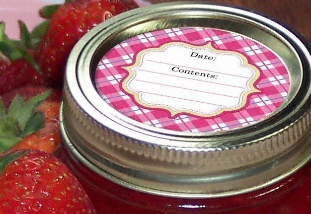 PASTEL Plaid Canning Jar labels, 2 inch round stickers for mason jars, great for jam,  jelly, food preservation