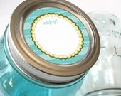 Teal Scalloped Canning jar stickers, 2 inch round for fruit and vegetable preservation, jam and jelly