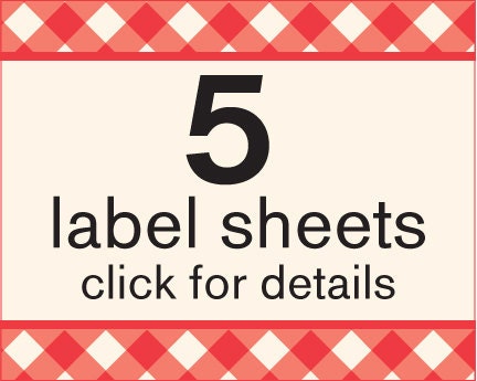 SAVE money and pick 5 sheets of Canning jar labels, 100 total labels,  with this listing only
