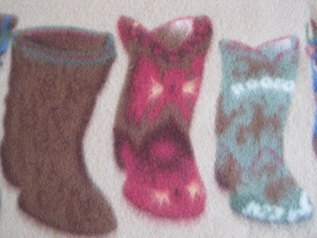 Handmade Blanket - Cowboy Boots with Blue - Ready to Ship Now