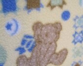 Fleece Blanket - Teddy Bears on Yellow with Blue - Ready to Ship Now