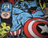 Captain America, Thor, Spiderman and The Hulk on Black with Red Blanket