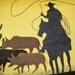 Cowboy Roping Cows on Yellow with Black Fleece Blanket - Ready to Ship Now